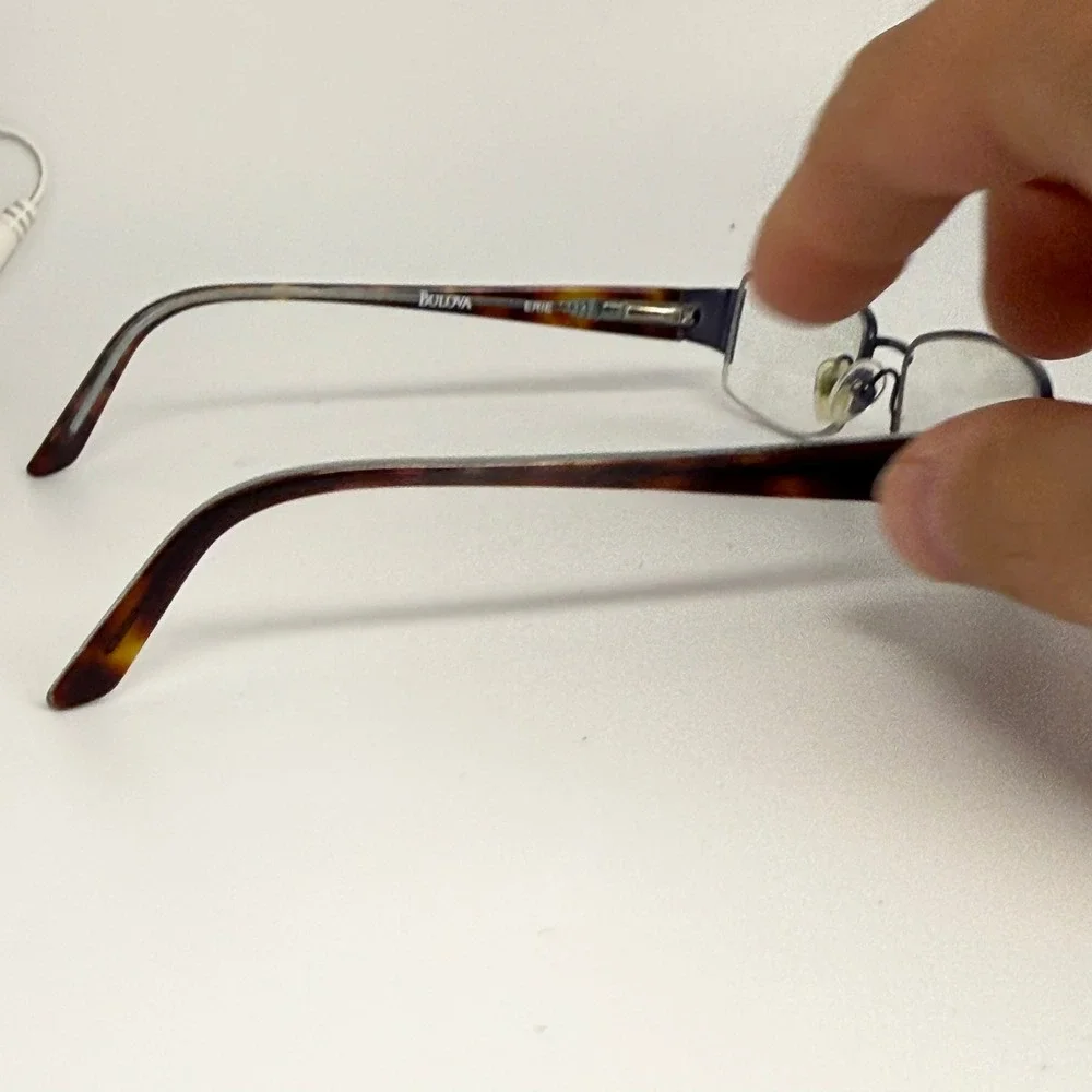 Bulova Erie Blue Semi Rimless Eyeglass Frames Tortoise Temples 50-17-135